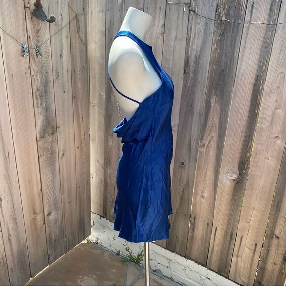 Zara bloggers favorite Blue Satin Effect Jewel Chain Mini Dress Size small - Picture 9 of 16